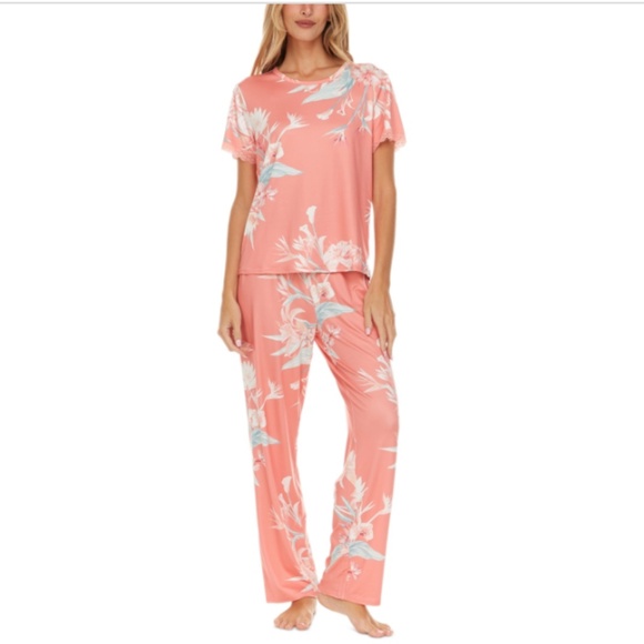 Flora by Flora Nikrooz Women's 2-Pc. Jody Floral Pajamas Set - Orange - Picture 1 of 3